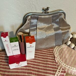 Bath&bodyworks kisslock with $110 NEXXT and Josie Maran pink blossom lippie